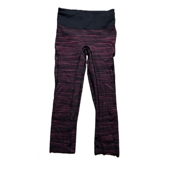 LULULEMON RUN THE DAY CROPPED LEGGINGS 17” LOW TIDE BLUSH BERRY BLACK SIZE 4 - Picture 1 of 8